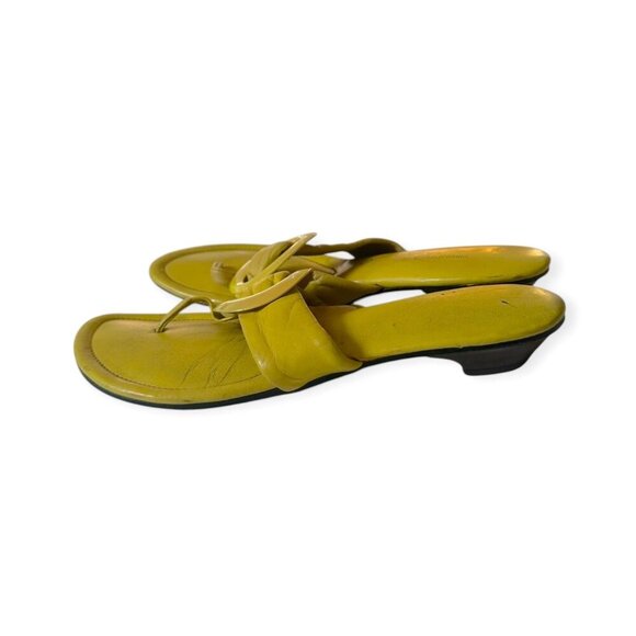 Vintage Polly of California Yellow Leather Sandals w/ metal Ring - Size 6.5-7 - Picture 3 of 12
